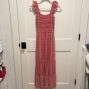 Max Studio Red Smocked Maxi Dress